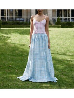 Aston Studio Agatha Plaid Maxi Dress Formal Garden Cottagecore Prairie Womens 6
